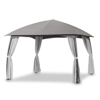 Tuinpaviljoen met stalen frame en zijwanden, LECO, grijs / lichtgrijs